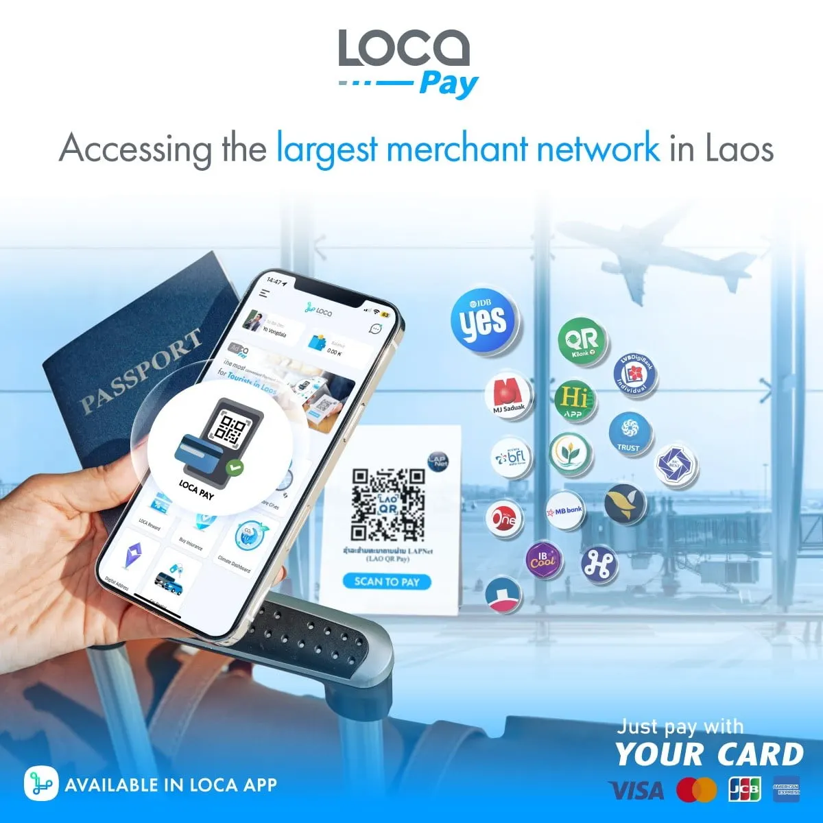 Loca Pay QR code payment in Laos using an international credit card