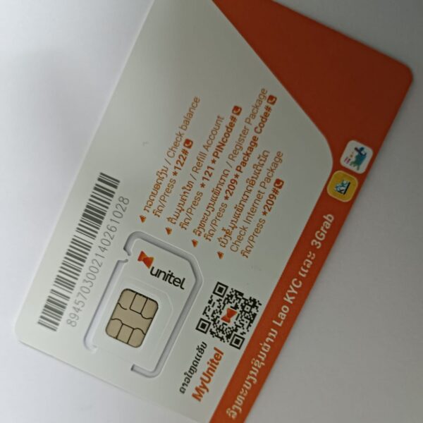 unitel nano sim micro sim esim traveller travel tourist laos lao vientiane order online